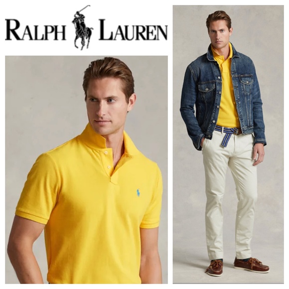 NEW Ralph Lauren Mens Sz Large Polo Shirt Bright Banana Yellow Short Sleeve